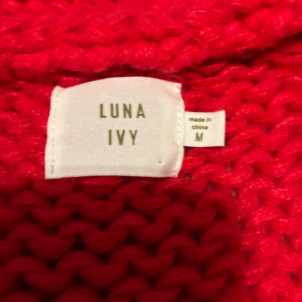 Luna Ivy Red Floral Open Front Sweater Cardigan S… - image 3